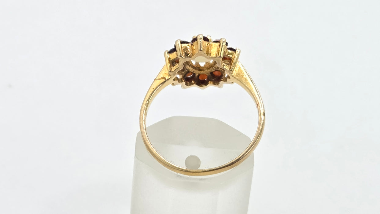 Vintage: 9ct Gold Opal & Garnet Cluster Ring — From 1981