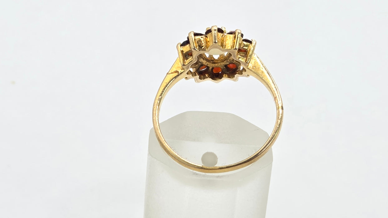 Vintage: 9ct Gold Opal & Garnet Cluster Ring — From 1981