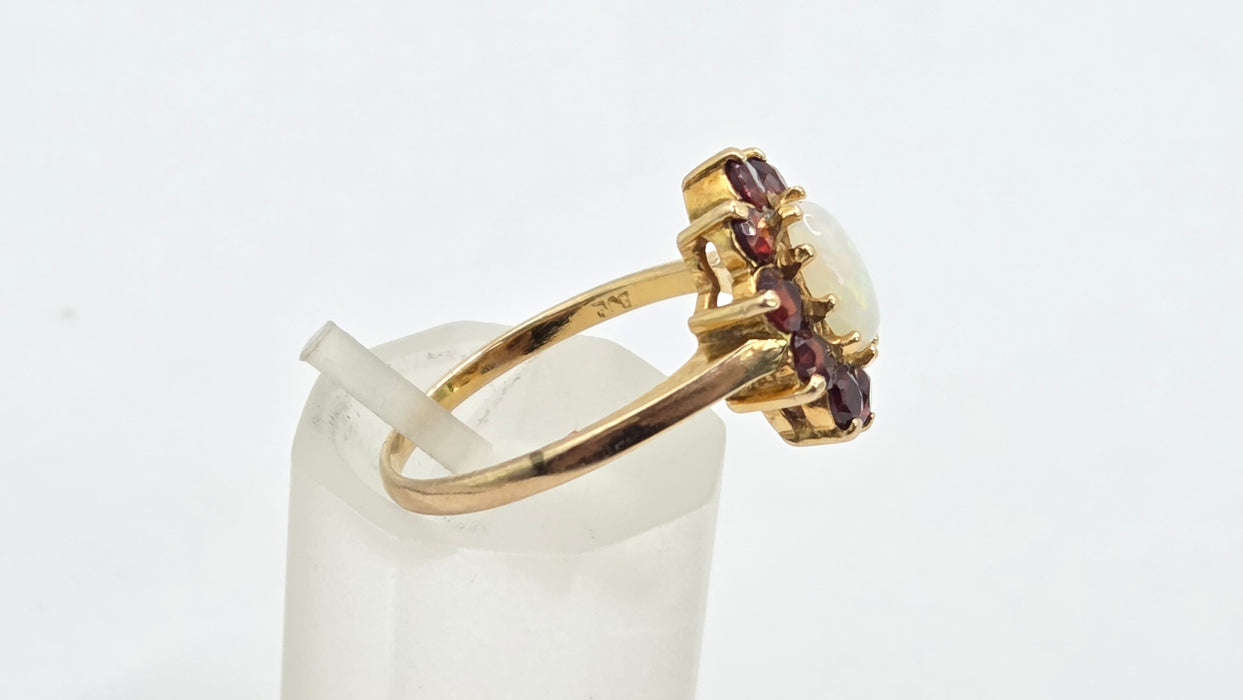 Vintage: 9ct Gold Opal & Garnet Cluster Ring — From 1981