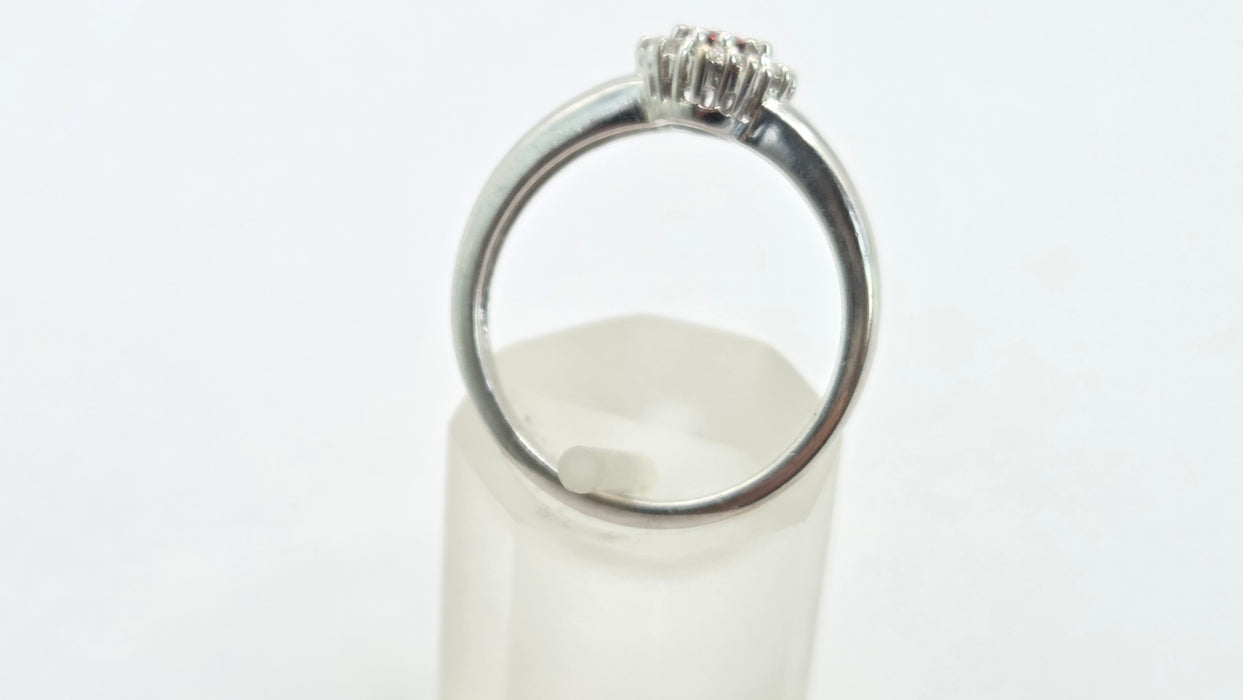 Vintage: 18ct White Gold Padparadscha Sapphire & Diamond Cluster Ring
