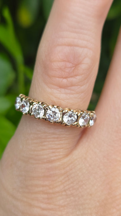 Vintage: 9ct Yellow Gold Simulated Diamond Stacker Ring — From 1981