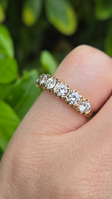 Vintage: 9ct Yellow Gold Simulated Diamond Stacker Ring — From 1981