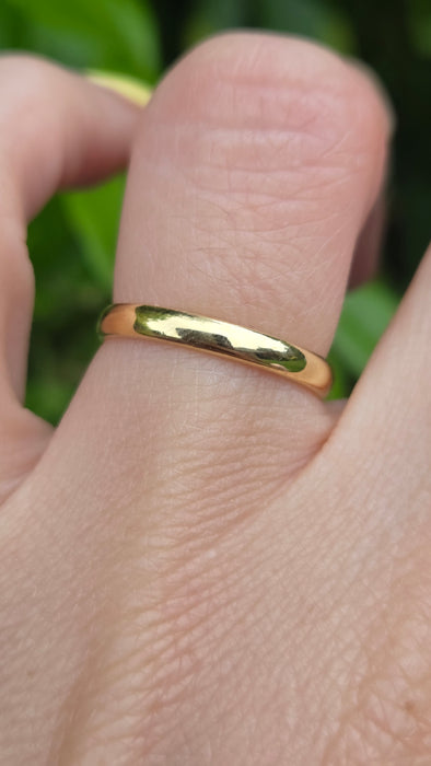 Vintage: 18ct Yellow Gold D-Profile Wedding Band — From 1980