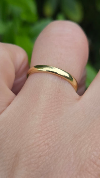 Vintage: 18ct Yellow Gold D-Profile Wedding Band — From 1980
