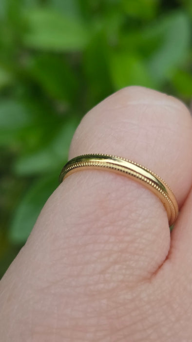 Vintage: 18ct Yellow Gold Milgrain-Edge Wedding Band — From 1992