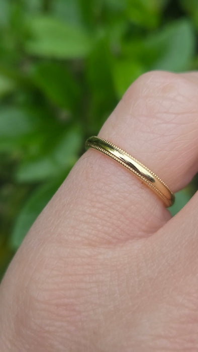 Vintage: 18ct Yellow Gold Milgrain-Edge Wedding Band — From 1992