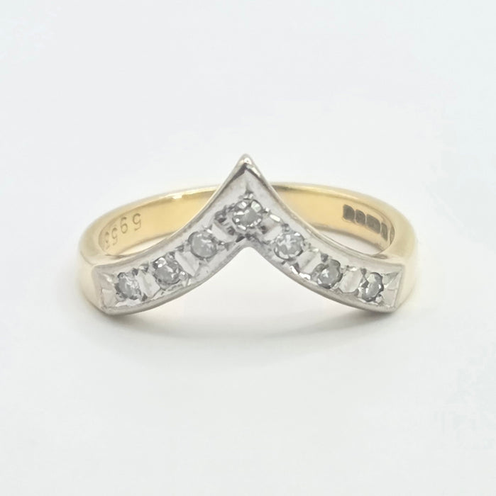 Vintage: 18ct Yellow Gold Seven Diamond Wishbone Ring — From 1978