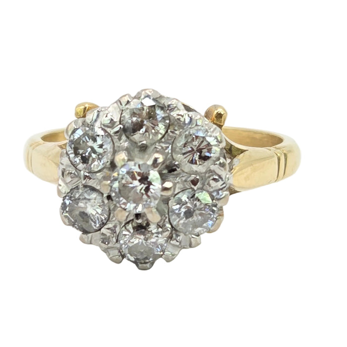 Vintage: 18ct Gold Diamond Daisy Cluster Ring — 1.00ct