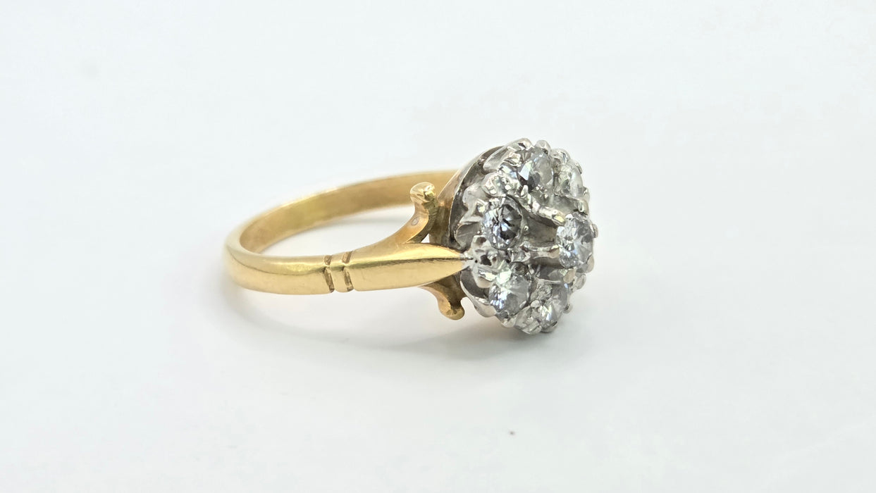 Vintage: 18ct Gold Diamond Daisy Cluster Ring — 1.00ct