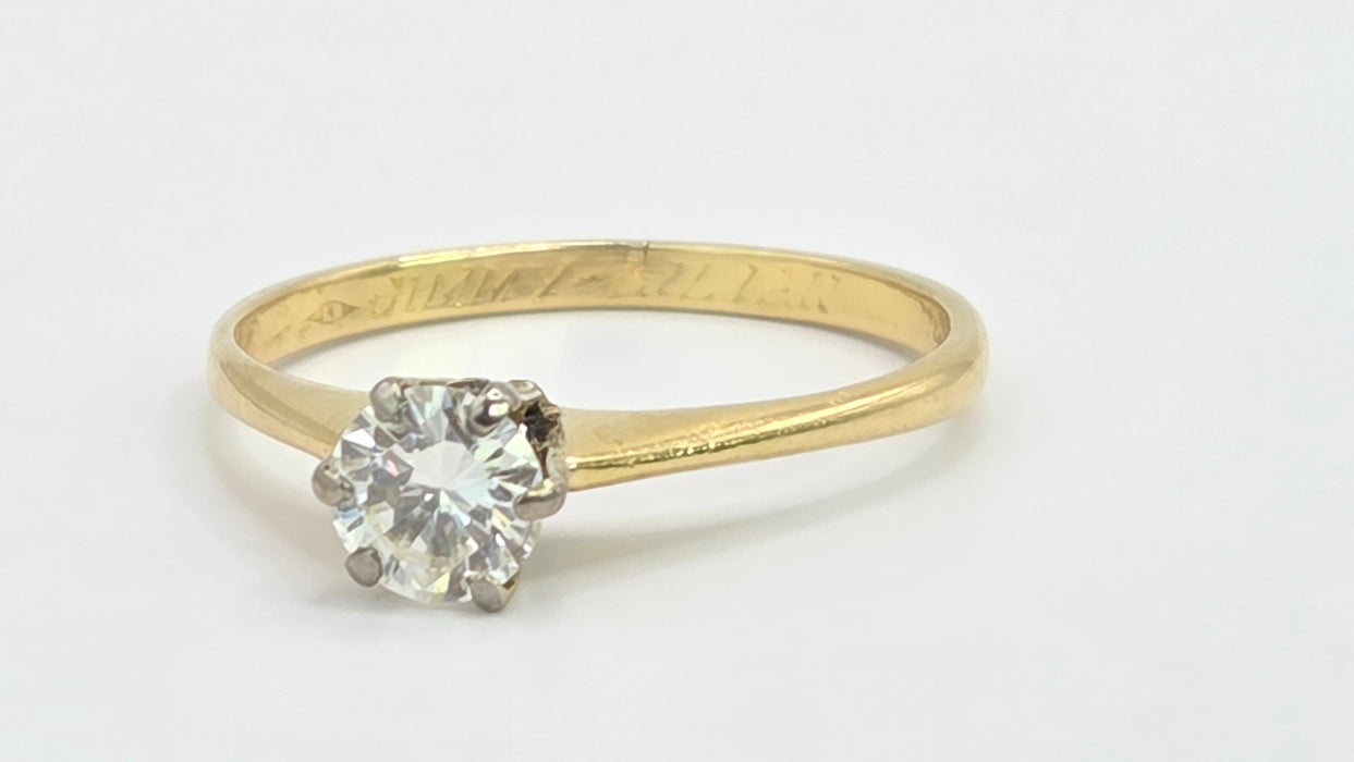 Vintage: 18ct Gold Diamond Solitaire Ring — 0.40ct