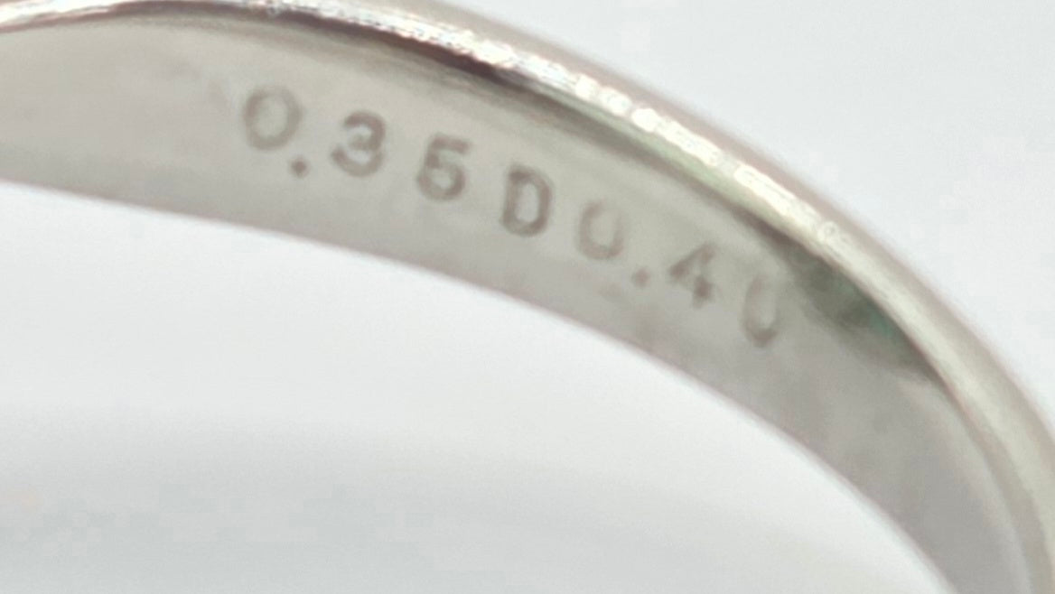 Vintage: Platinum Emerald & Diamond Offset Square Dress Ring — 0.40ct