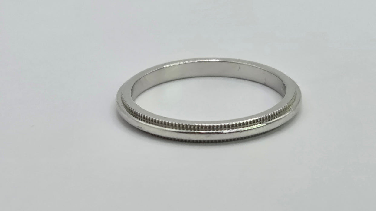 Vintage: Tiffany & Co. Platinum Milgrain Wedding Band Ring