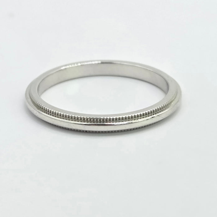Vintage: Tiffany & Co. Platinum Milgrain Wedding Band Ring