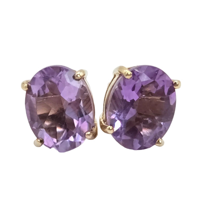 Vintage: 9ct Gold Oval Amethyst Stud Earrings