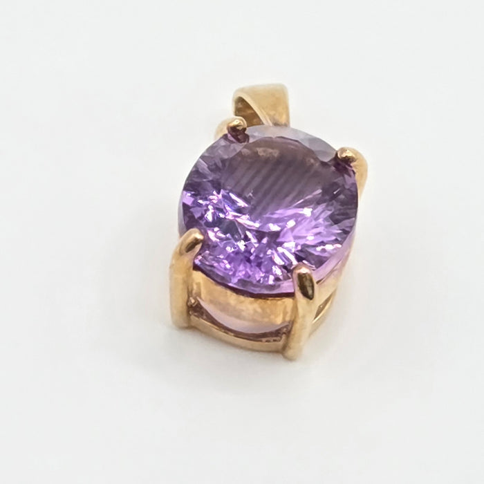 Vintage: 9ct Gold Oval Amethyst Pendant