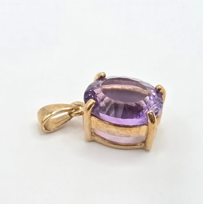 Vintage: 9ct Gold Oval Amethyst Pendant