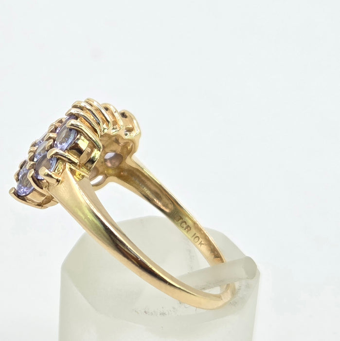 Vintage: 9ct Gold Tanzanite Three-Row Cluster Ring — From 1999
