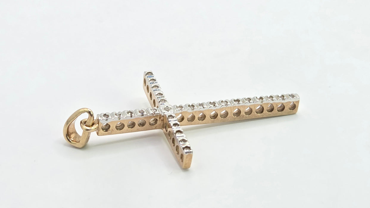 Vintage: 9ct Gold Diamond Cross Pendant