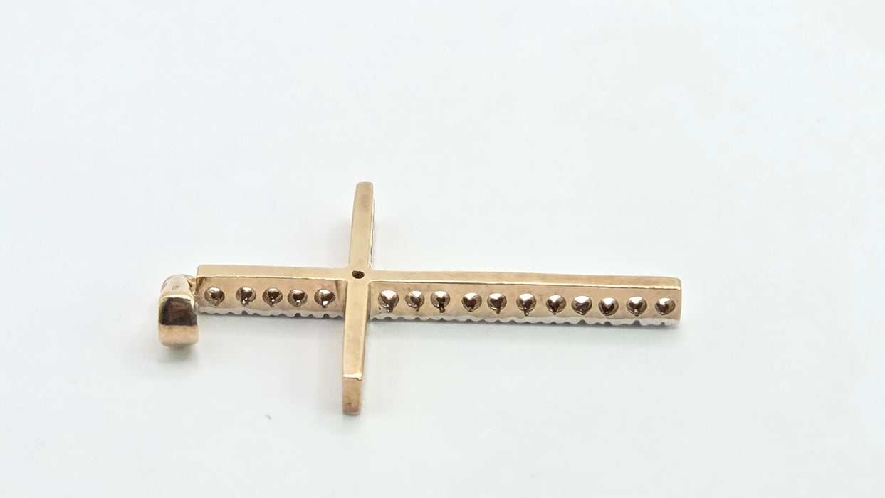 Vintage: 9ct Gold Diamond Cross Pendant