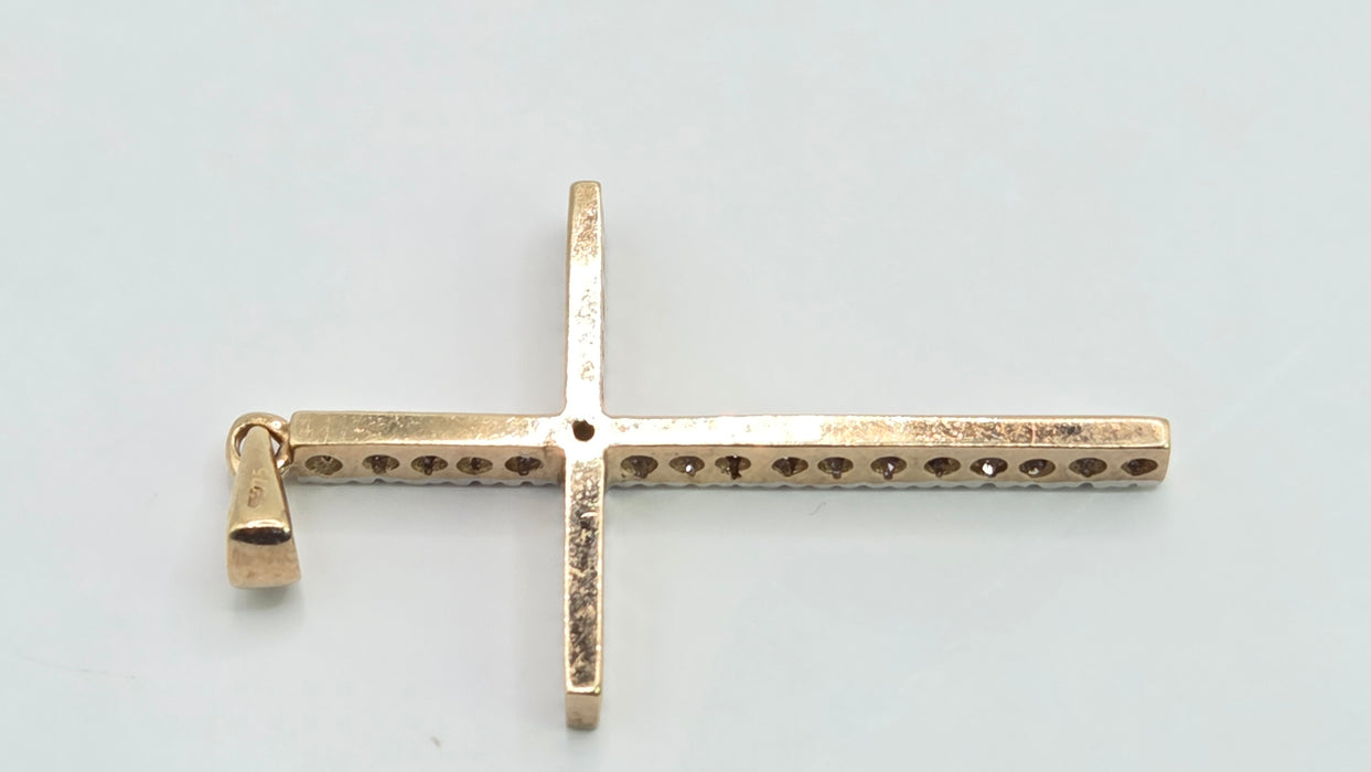 Vintage: 9ct Gold Diamond Cross Pendant