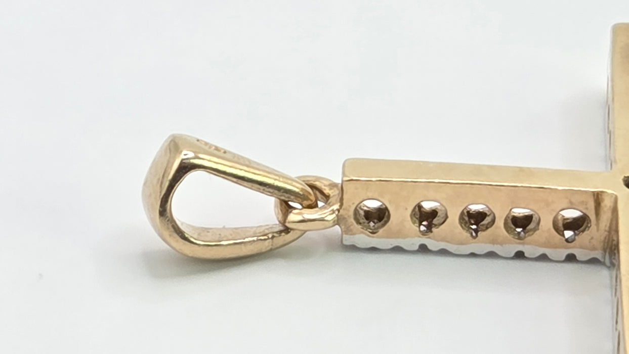 Vintage: 9ct Gold Diamond Cross Pendant