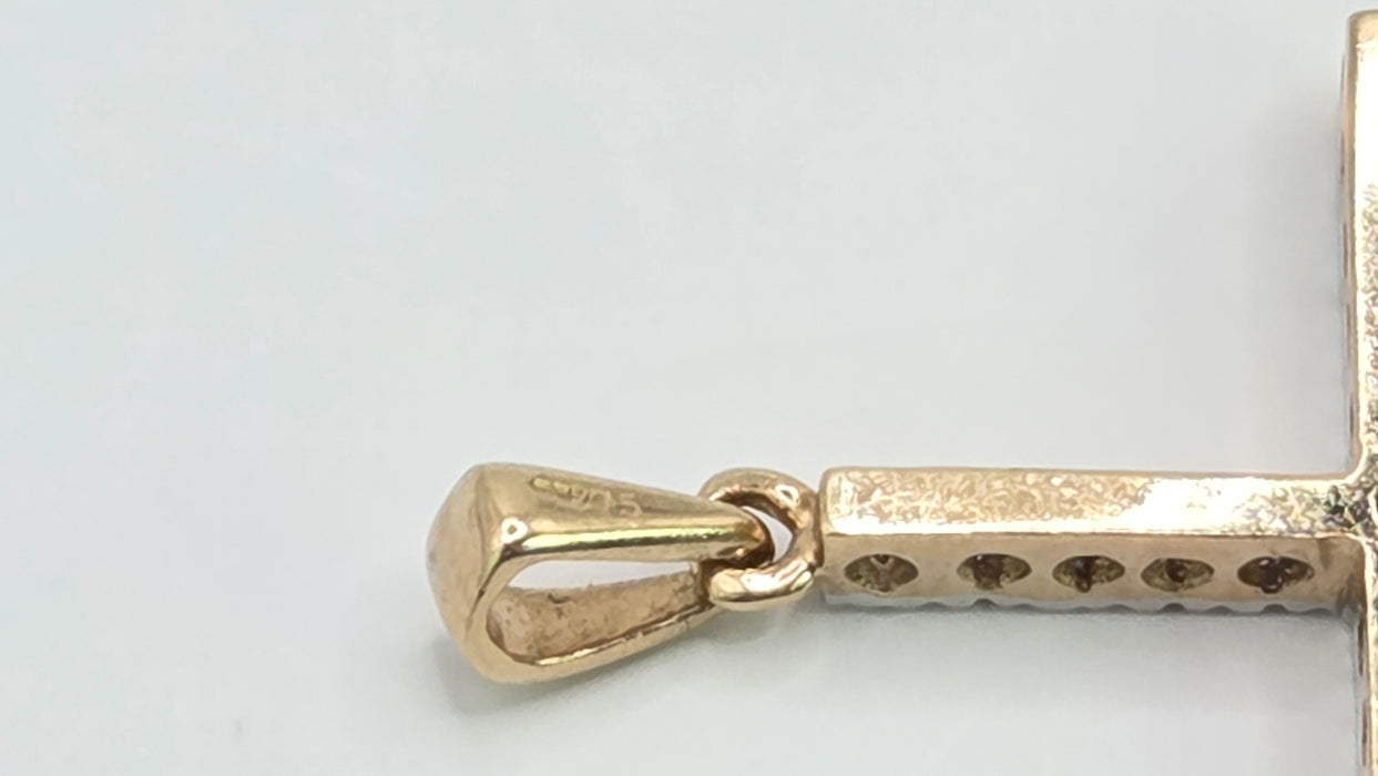 Vintage: 9ct Gold Diamond Cross Pendant