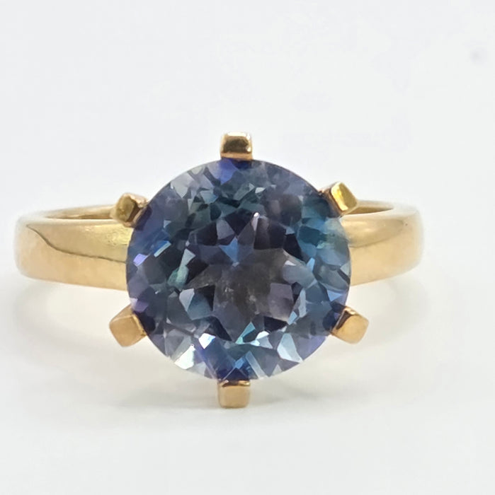 Vintage: 9ct Gold Colour-Change Sapphire Solitaire Ring