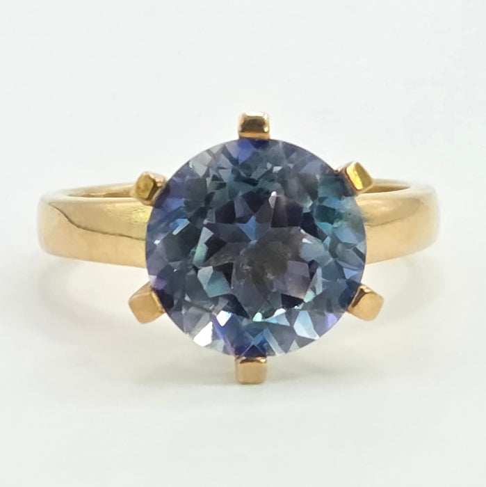 Vintage: 9ct Gold Colour-Change Sapphire Solitaire Ring