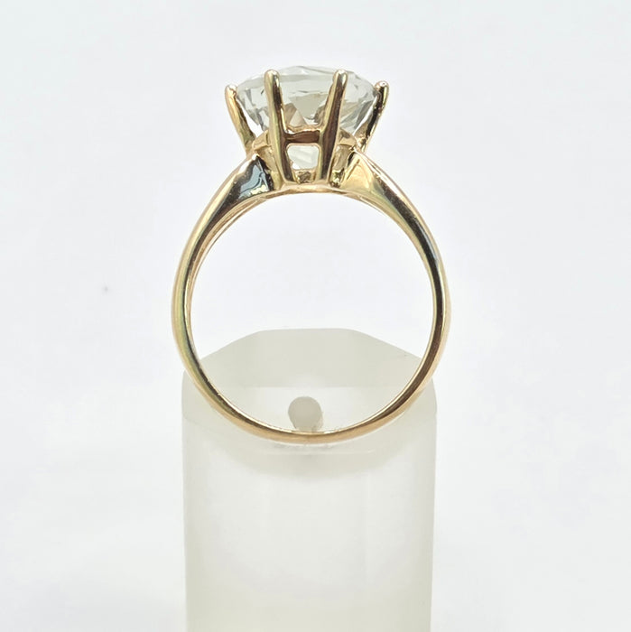Vintage: 9ct Gold Green Amethyst Solitaire Ring