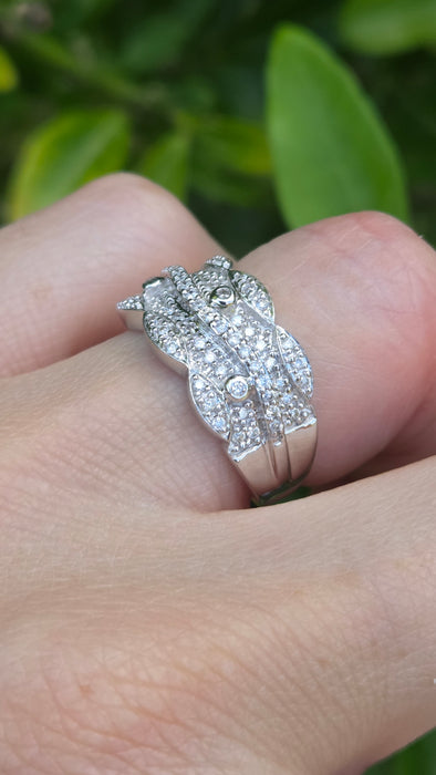 Vintage: 9ct White Gold Diamond Encrusted Pavé Band Ring — 0.66ct