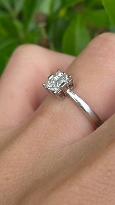 Vintage: 18ct White Gold Four Stone Princess Cut Diamond Square Ring — 0.40ct