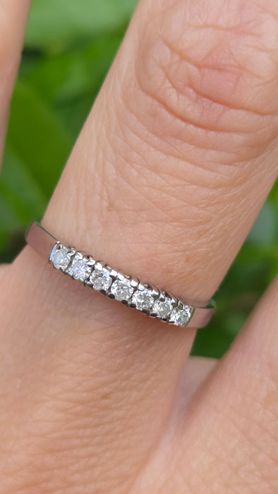 Vintage: 9ct White Gold Diamond Stacker Half-Eternity Ring — 0.25ct