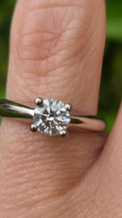 Vintage: 18ct White Gold Diamond Solitaire Ring — 0.50ct