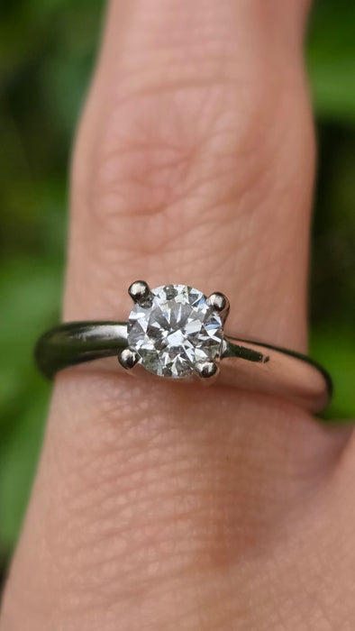 Vintage: 18ct White Gold Diamond Solitaire Ring — 0.50ct