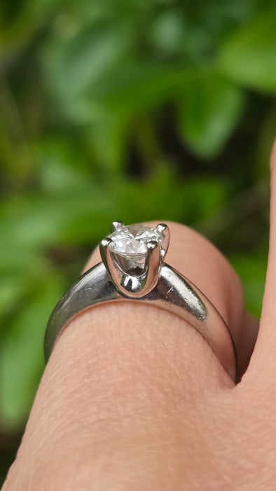 Vintage: 18ct White Gold Diamond Solitaire Ring — 0.50ct
