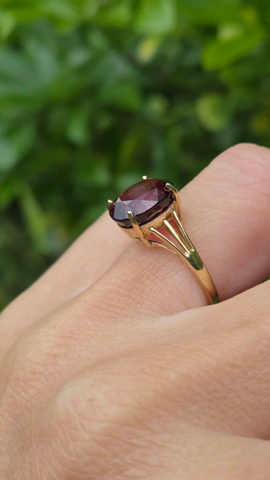 Vintage: 9ct Yellow Gold Almandine Garnet Cluster Dress Ring