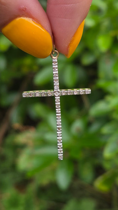 Vintage: 9ct Gold Diamond Cross Pendant