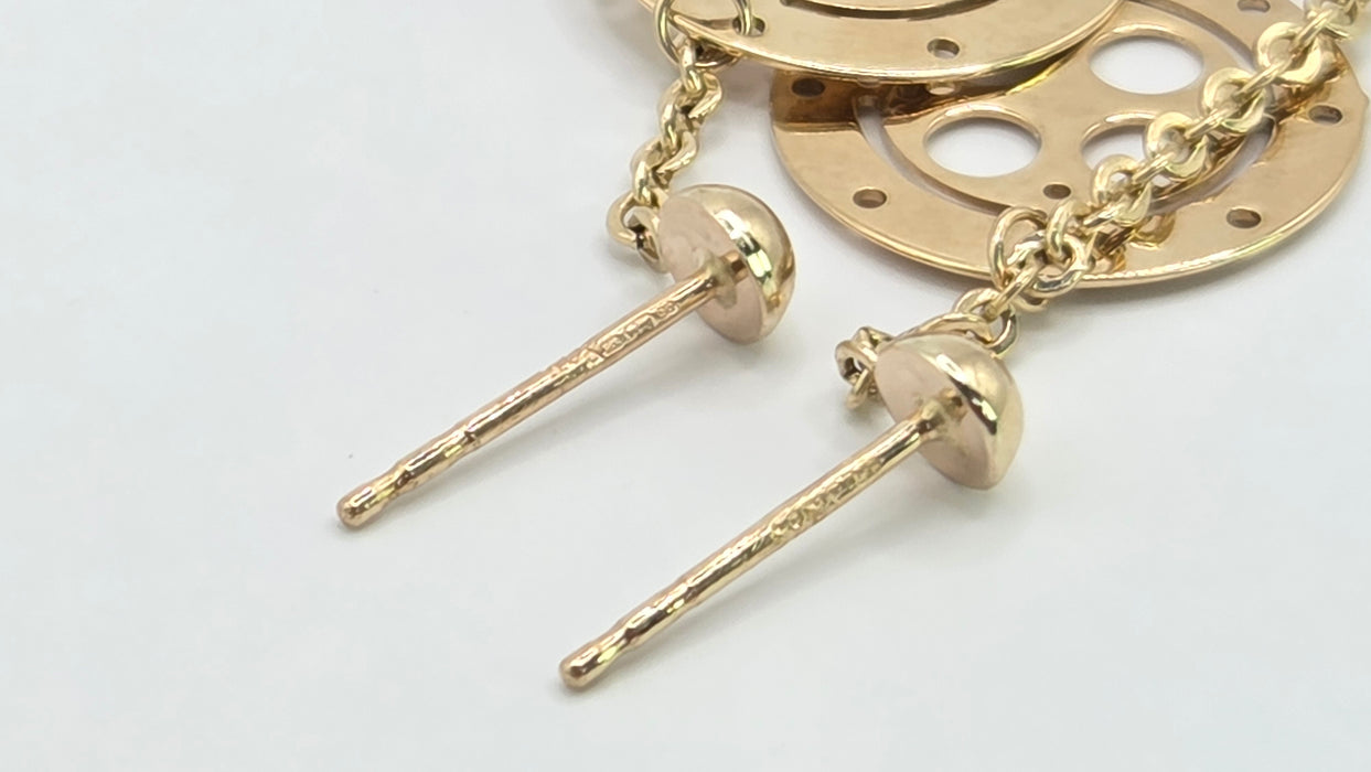 Vintage: 9ct Yellow Gold Drop Stud Earrings