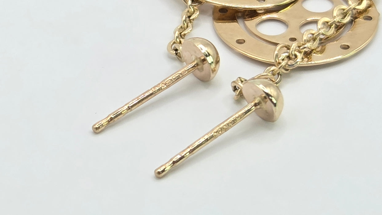 Vintage: 9ct Yellow Gold Drop Stud Earrings