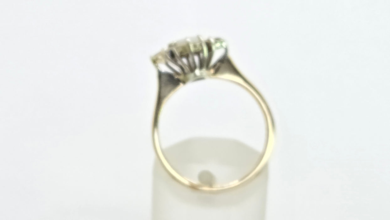 Vintage: 9ct Yellow Gold Opal & Diamond Trefoil Ring — From 1984
