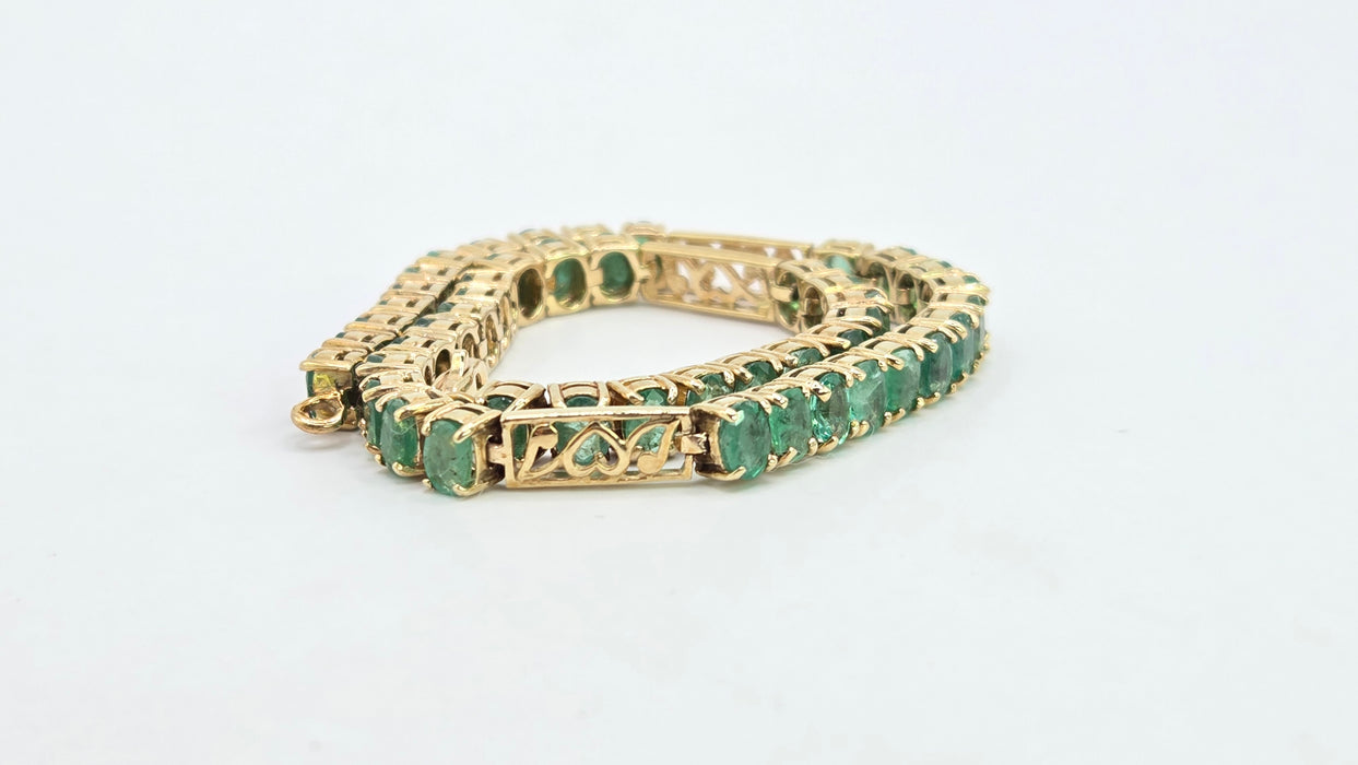 Vintage: 9ct Yellow Gold Emerald Bracelet