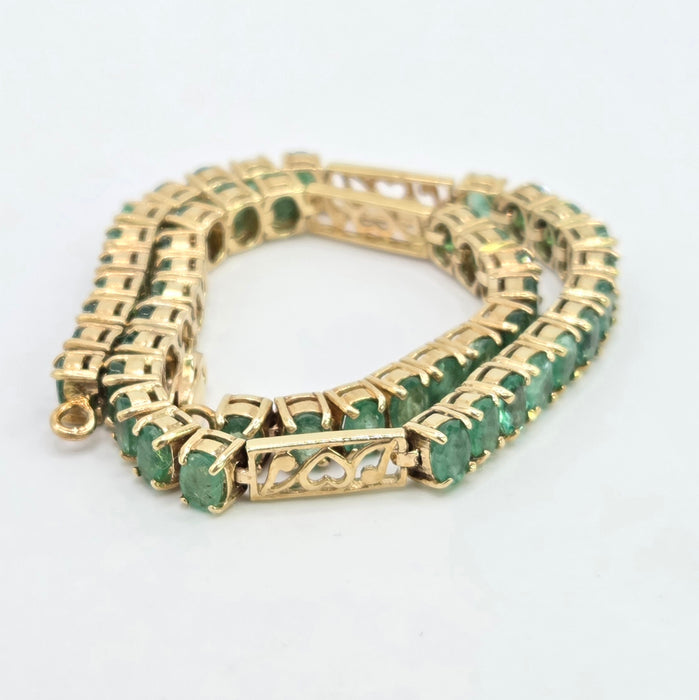 Vintage: 9ct Yellow Gold Emerald Bracelet