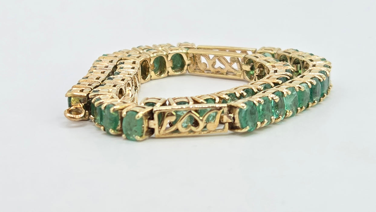 Vintage: 9ct Yellow Gold Emerald Bracelet