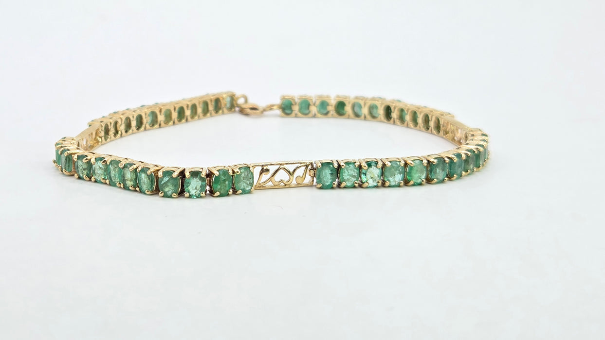 Vintage: 9ct Yellow Gold Emerald Bracelet