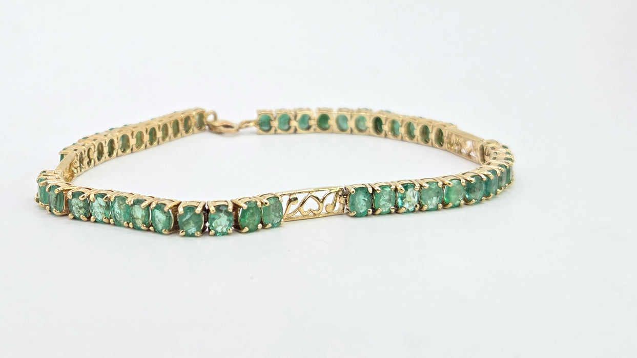 Vintage: 9ct Yellow Gold Emerald Bracelet