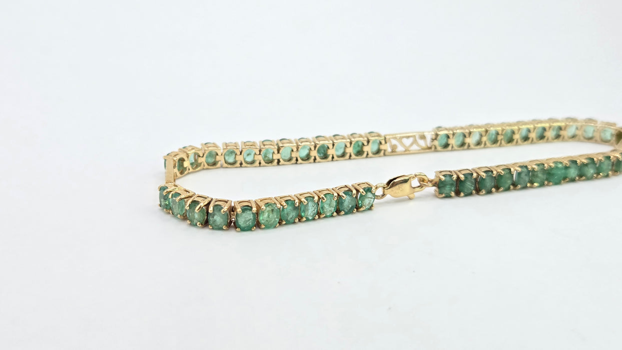 Vintage: 9ct Yellow Gold Emerald Bracelet