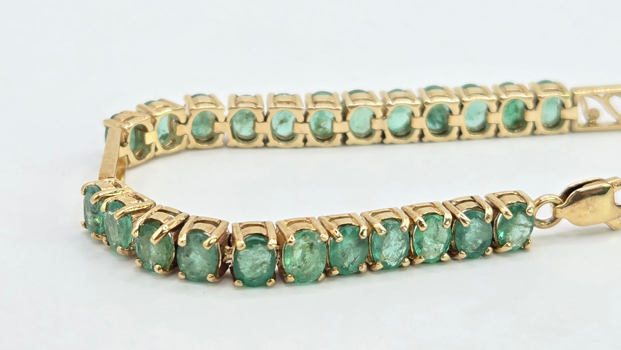 Vintage: 9ct Yellow Gold Emerald Bracelet