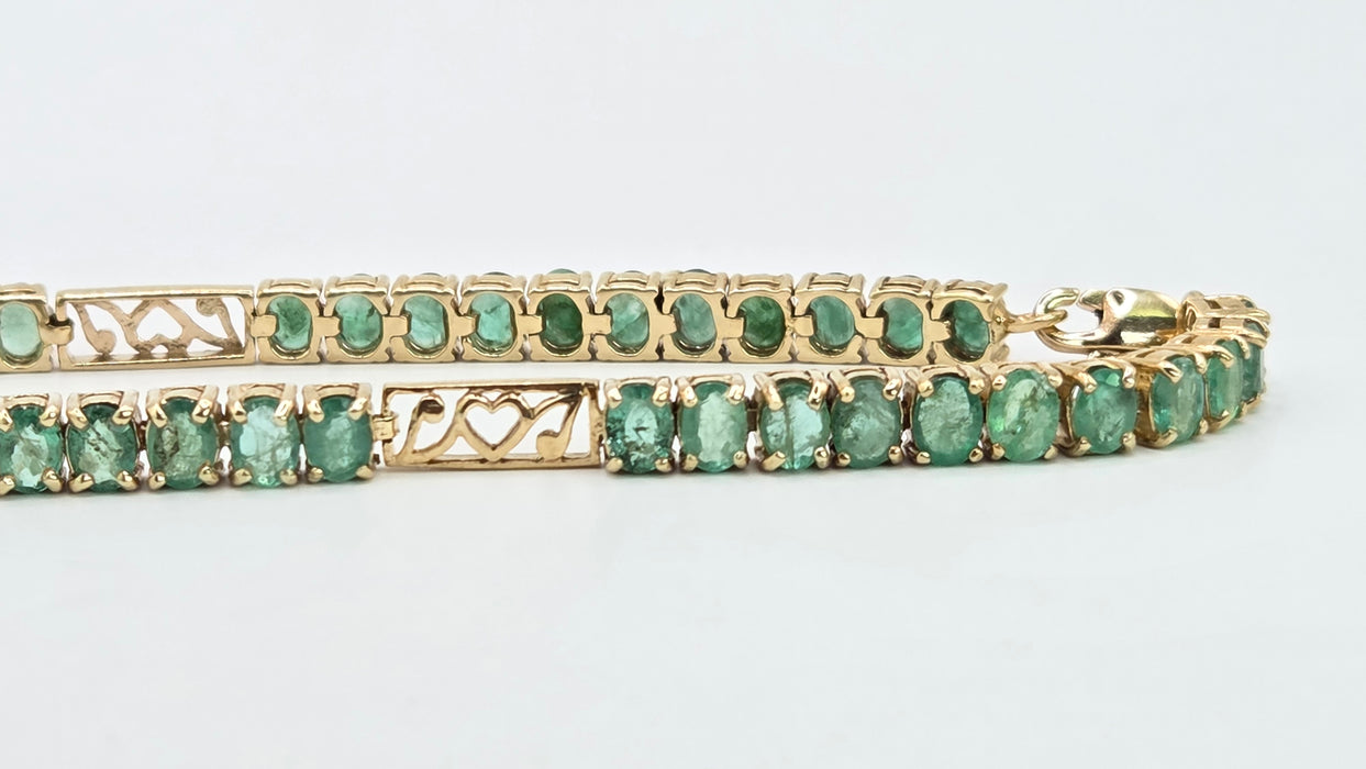Vintage: 9ct Yellow Gold Emerald Bracelet