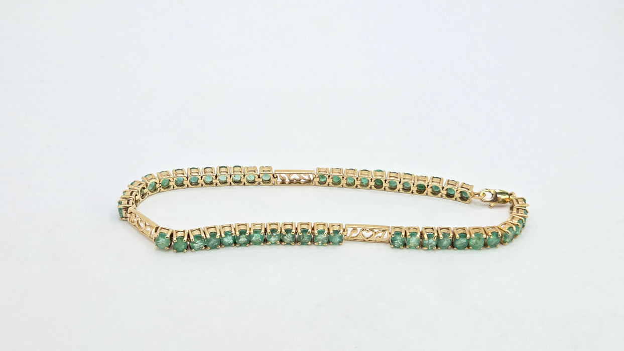 Vintage: 9ct Yellow Gold Emerald Bracelet