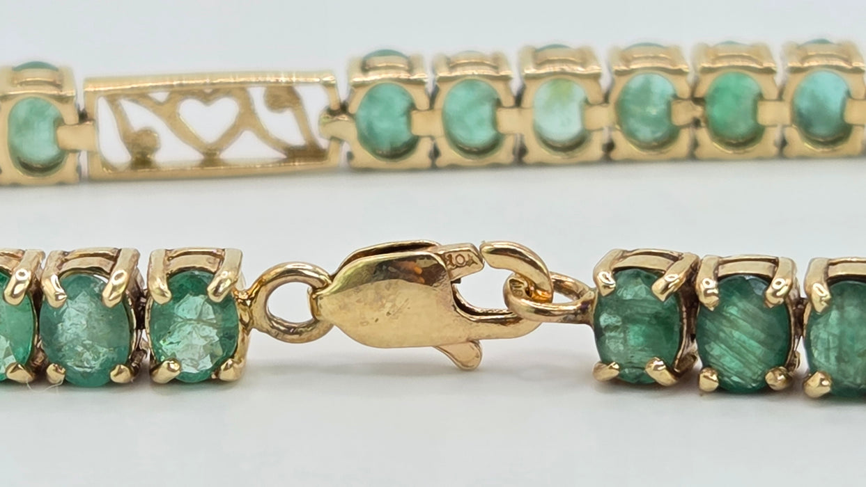 Vintage: 9ct Yellow Gold Emerald Bracelet